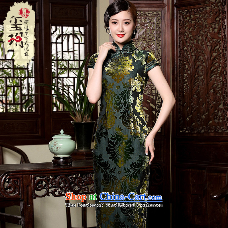 The seal of the new Silk burned down improved long qipao gown annual meeting of nostalgia for the high-end model mother dresses XXL, Green Seal decreased by , , , shopping on the Internet