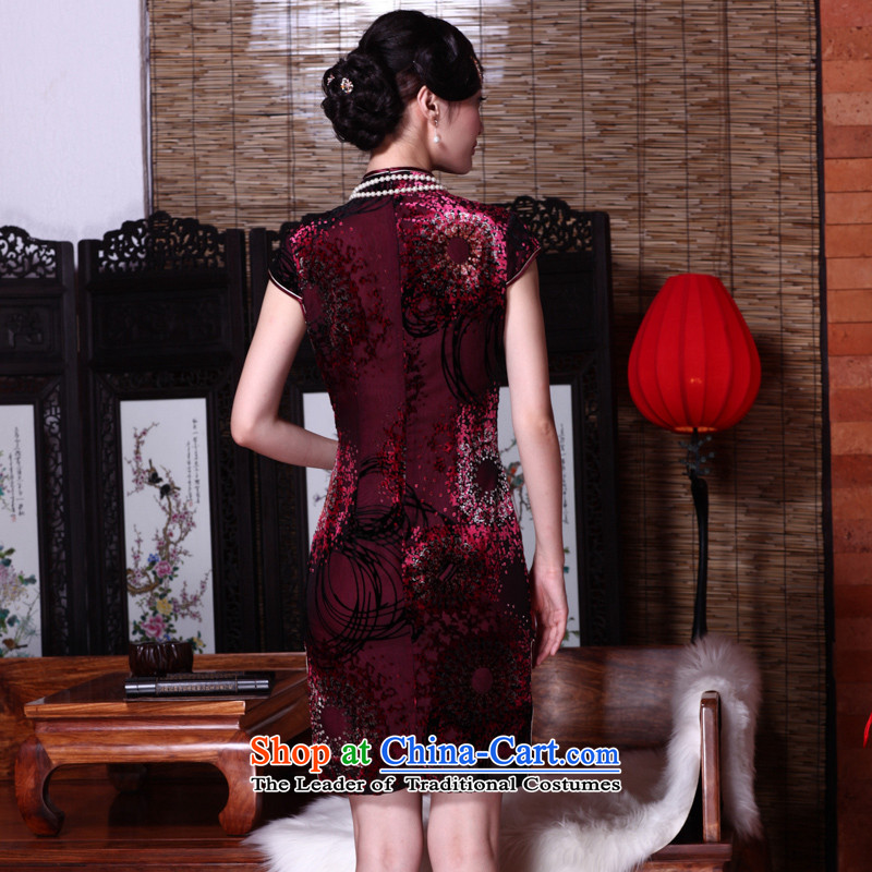 2015 Summer Dandelion burned lint-free daily retro qipao Sau San improved middle-aged female Tang dynasty dresses deep red seal decreased by , , , S, shopping on the Internet