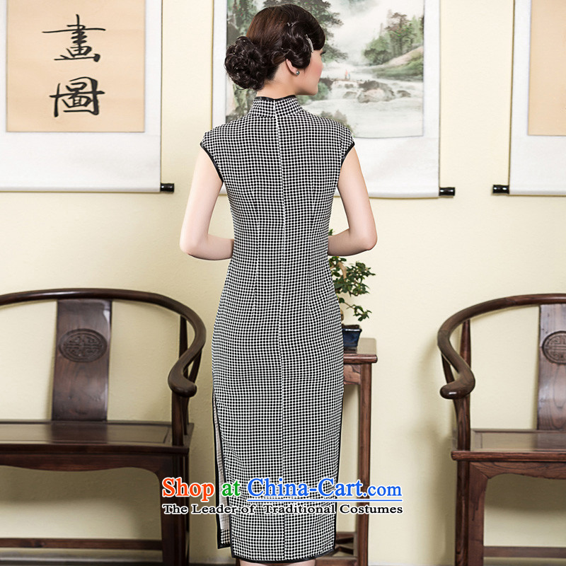 The Seal of 2015 chidori grid long silk cheongsam dress elegant Chinese daily, the Republic of Korea cheongsam dress photo color L, seal decreased by , , , shopping on the Internet