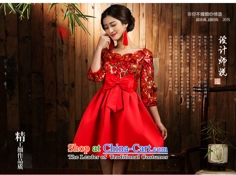 2015 Autumn and winter clothing qipao high toasting champagne pregnant women waist large red Wedding Dress Short-sleeved, 7 long-sleeved winter of Qipao bride 6XL picture, prices, brand platters! The elections are supplied in the national character of distribution, so action, buy now enjoy more preferential! As soon as possible.
