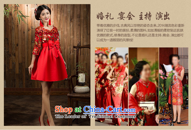 2015 Autumn and winter clothing qipao high toasting champagne pregnant women waist large red Wedding Dress Short-sleeved, 7 long-sleeved winter of Qipao bride 6XL picture, prices, brand platters! The elections are supplied in the national character of distribution, so action, buy now enjoy more preferential! As soon as possible.