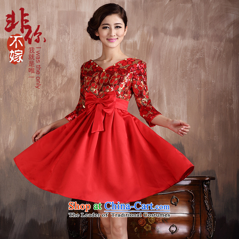 2015 Autumn and winter clothing qipao high toasting champagne pregnant women waist large red Wedding Dress Short-sleeved, 7 long-sleeved winter of Qipao bride 6XL, non-you do not marry shopping on the Internet has been pressed.