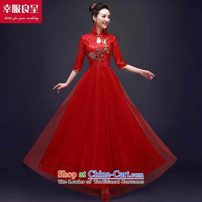 The privilege of serving-leung bows services qipao Chinese long red bride wedding dress bride wedding dress back to red M, a door-to-leung , , , shopping on the Internet
