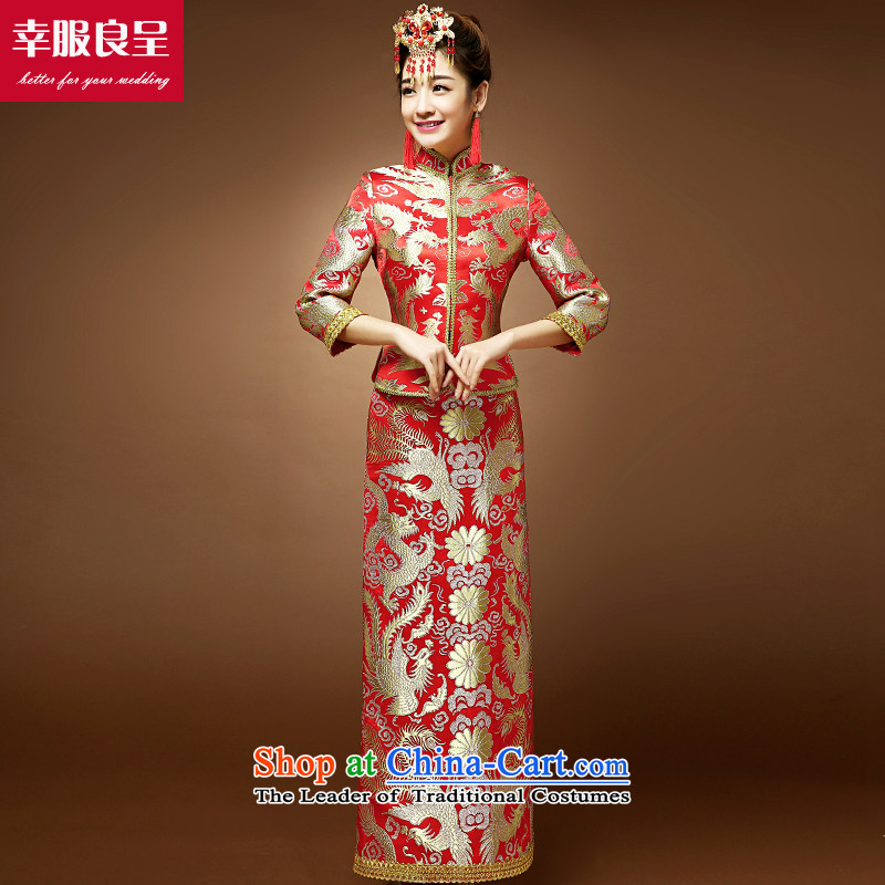 The privilege of serving the dragon and the use of the bride-leung bows services qipao Soo Wo Service Chinese wedding dress wedding dress use skirt the dragon cheongsam + model with 68 Head Ornaments , L, a service-leung , , , shopping on the Internet