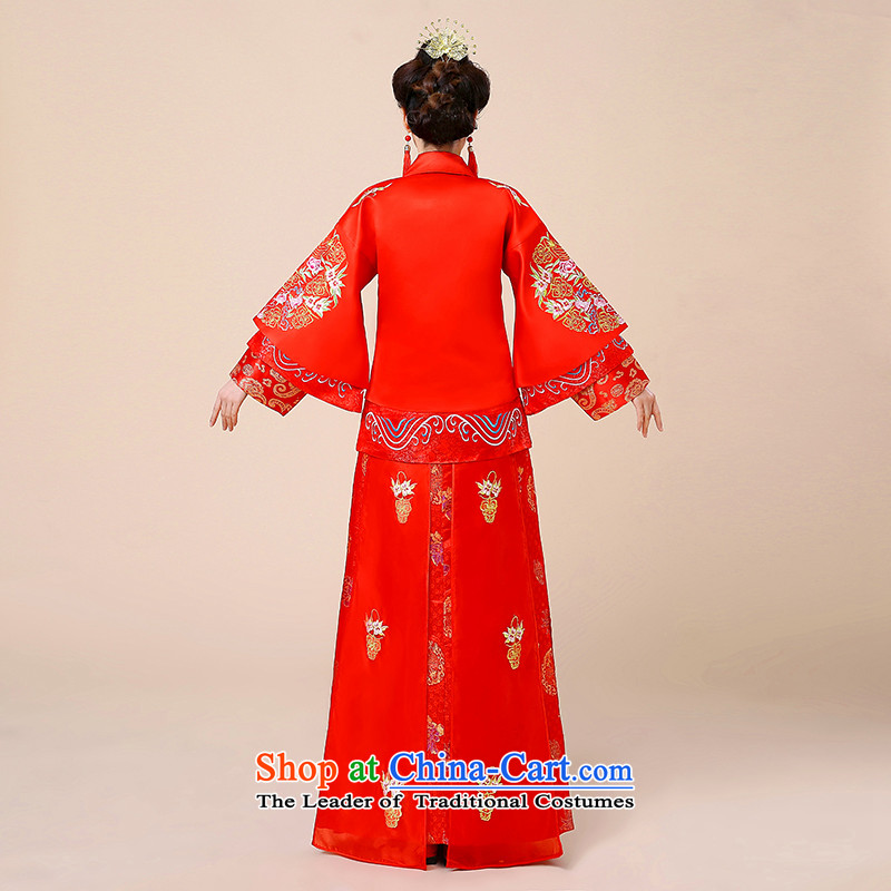 Sau Wo Service bridal dresses Chinese wedding dress autumn 2015 new bows wedding dress qipao Soo kimono red retro M chest around 95 days has been pressed by the edge of the Internet shopping