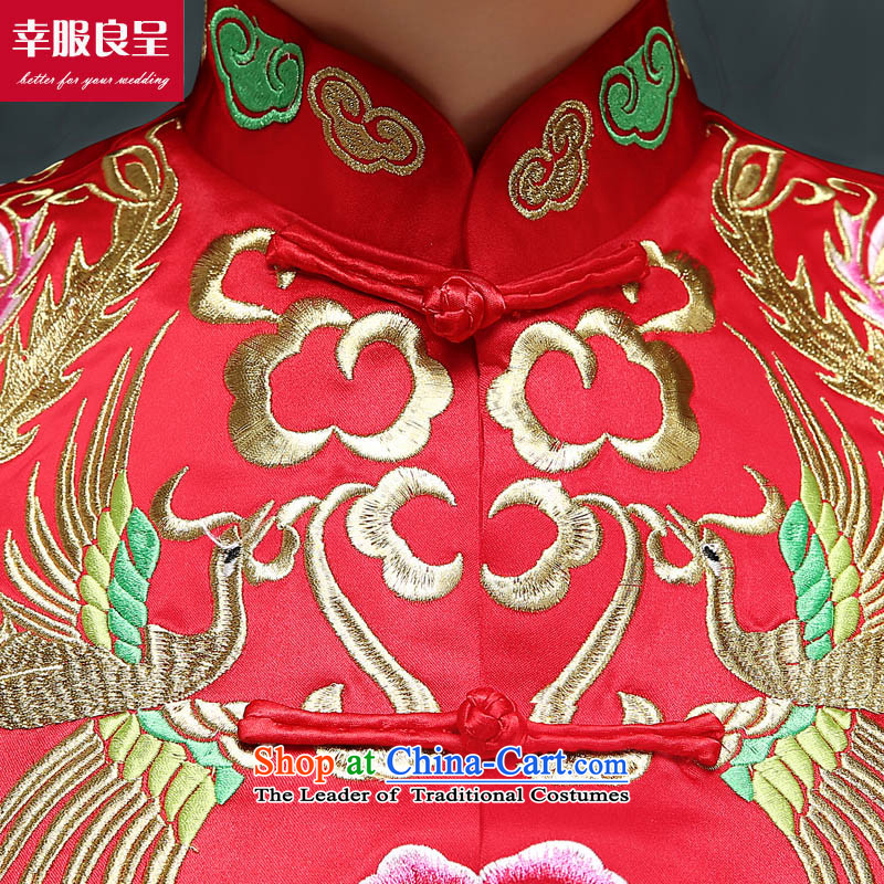 The privilege of serving-leung wedding dress red qipao Bong-use bows services Fall/Winter Collections bride Chinese Wedding Gown In Tang Dynasty Bong-robe 2XL, honor services-leung , , , shopping on the Internet