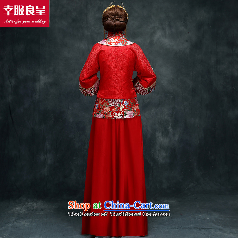 The privilege of serving Liang Su-wo service flashes red Chinese wedding dress bows service wedding dress girl brides qipao Soo-Tang dynasty and long-sleeved Soo Wo Service Model with + 158 Head Ornaments 2XL, honor services-leung , , , shopping on the In