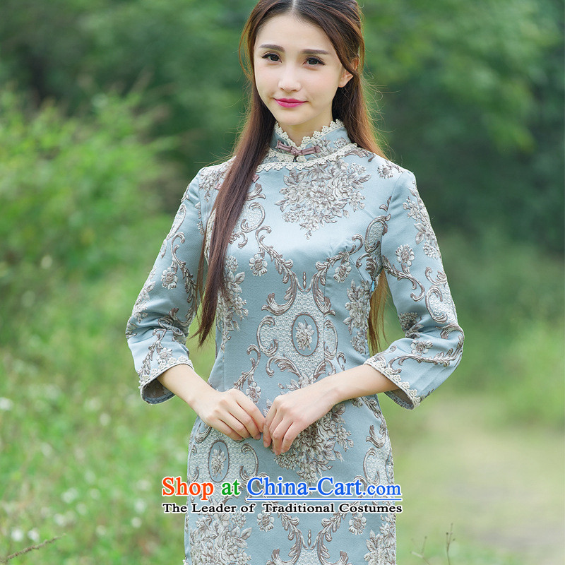 The case of the 2015 Winter Palace to spend the new heavyweight click and the need to come to grips with embosser embroidery cheongsam dress up manually map color tie XL, of the statement (YIFUYAN) , , , shopping on the Internet