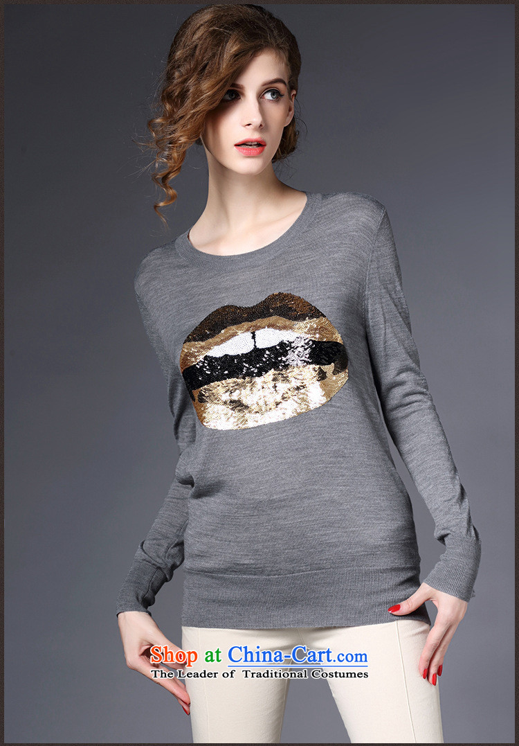 The main European site fall 2015 new long-sleeved light decorated with lips Sau San knitted T-shirts female gray S picture, prices, brand platters! The elections are supplied in the national character of distribution, so action, buy now enjoy more preferential! As soon as possible.