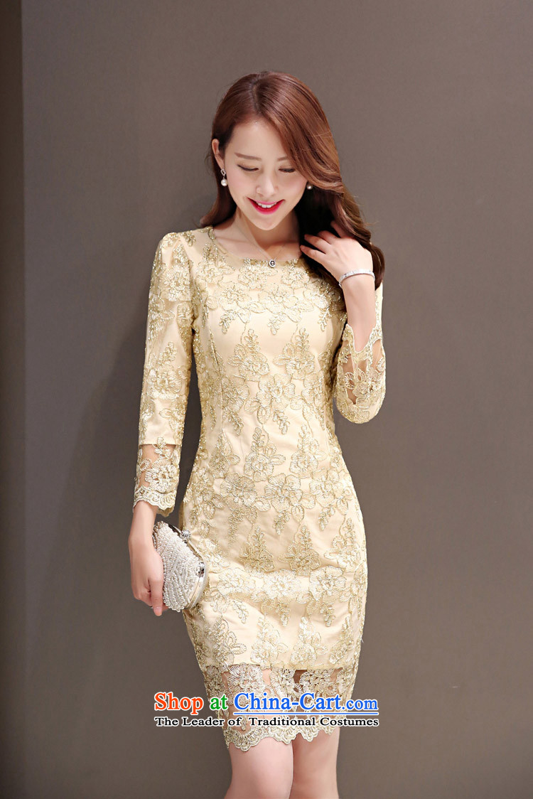Kam Ming Yue qipao autumn seven lace dresses autumn 2015 new for women luxury Lace Embroidery video thin sexy in long dresses cheongsam dress khaki M picture, prices, brand platters! The elections are supplied in the national character of distribution, so action, buy now enjoy more preferential! As soon as possible.