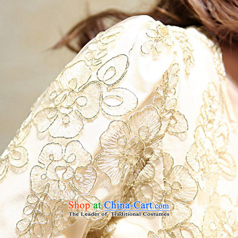 Kam Ming Yue qipao autumn seven lace dresses autumn 2015 new for women luxury Lace Embroidery video thin sexy in long dresses cheongsam dress khaki M 7 Mr Martin LEE Kam decreased by , , , shopping on the Internet