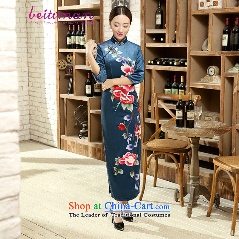Mrs Ingrid Yeung economy Overgrown Tomb Tang dynasty women cheongsam positioning poster Stretch Wool collar manually Kim detained seven long-sleeved cheongsam dress T0012 figure XXL, beibei economy Overgrown Tomb , , , shopping on the Internet