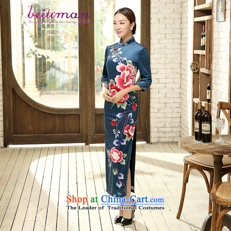 Mrs Ingrid Yeung economy Overgrown Tomb Tang dynasty women cheongsam positioning poster Stretch Wool collar manually Kim detained seven long-sleeved cheongsam dress T0012 figure XXL, beibei economy Overgrown Tomb , , , shopping on the Internet
