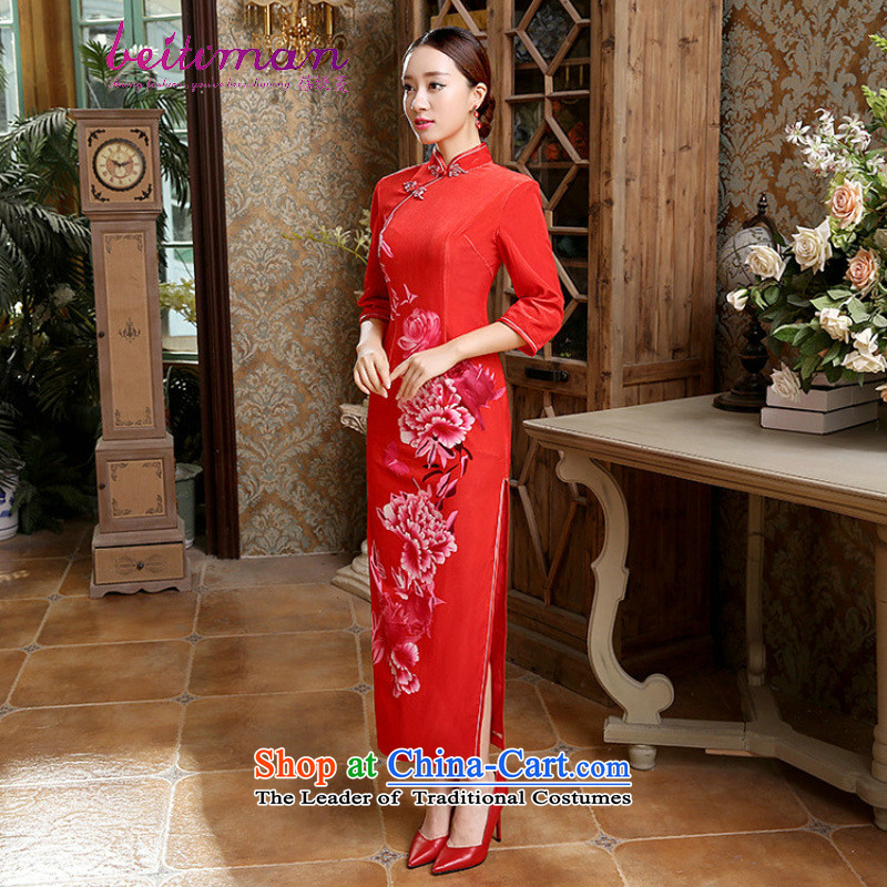 Mrs Ingrid Yeung economy Overgrown Tomb female Tang Dynasty Chinese cheongsam classical Mock-neck manually allotted seven points cuff pressure Kim scouring pads cheongsam dress T0015 female figure XXXL, beibei economy Overgrown Tomb , , , shopping on the