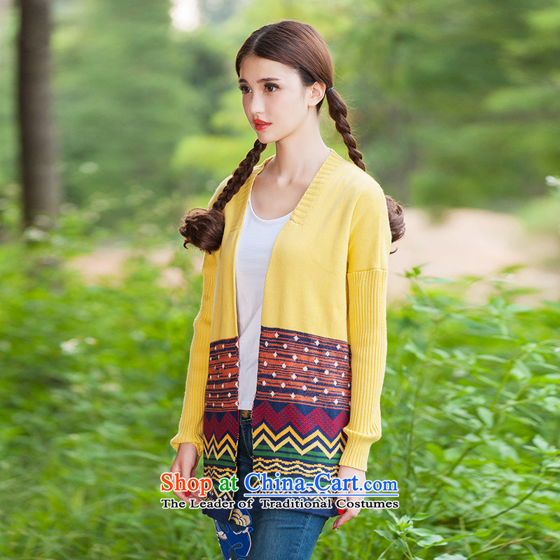 2015 Autumn new national jacquard long-sleeved shirt, long, knitting cardigan female FZ559 Yellow M picture, prices, brand platters! The elections are supplied in the national character of distribution, so action, buy now enjoy more preferential! As soon as possible.