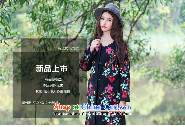 2015 Autumn and winter ethnic new embroidery no collar workers in long coats female FZ559 gross? 2XL Photo Black, prices, brand platters! The elections are supplied in the national character of distribution, so action, buy now enjoy more preferential! As soon as possible.