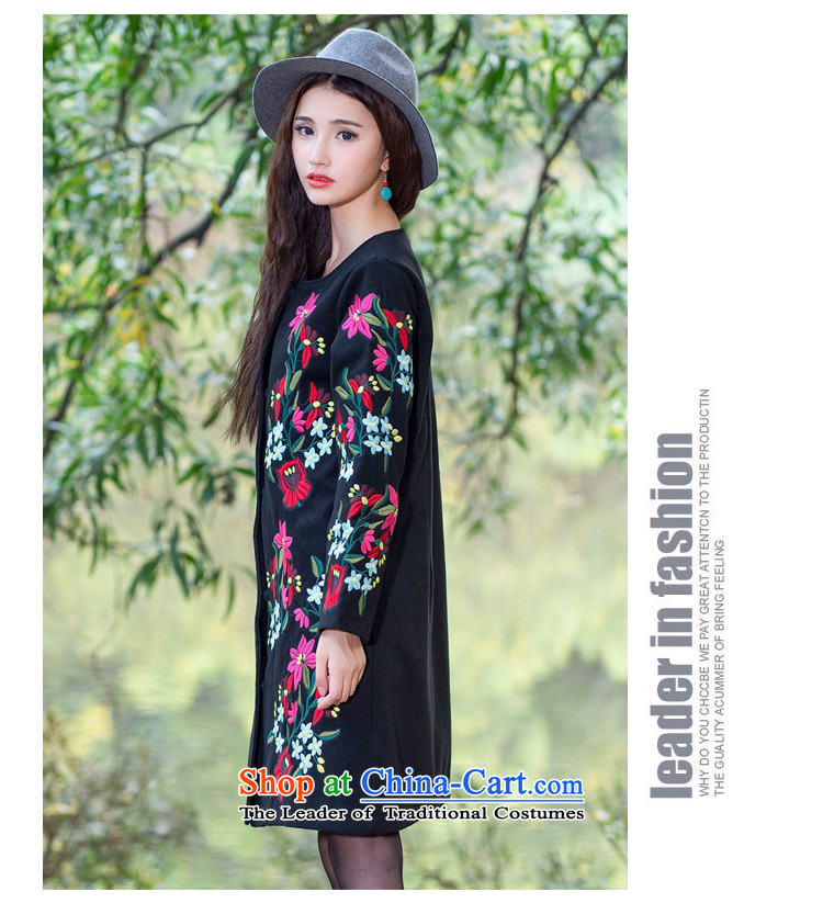 2015 Autumn and winter ethnic new embroidery no collar workers in long coats female FZ559 gross? 2XL Photo Black, prices, brand platters! The elections are supplied in the national character of distribution, so action, buy now enjoy more preferential! As soon as possible.