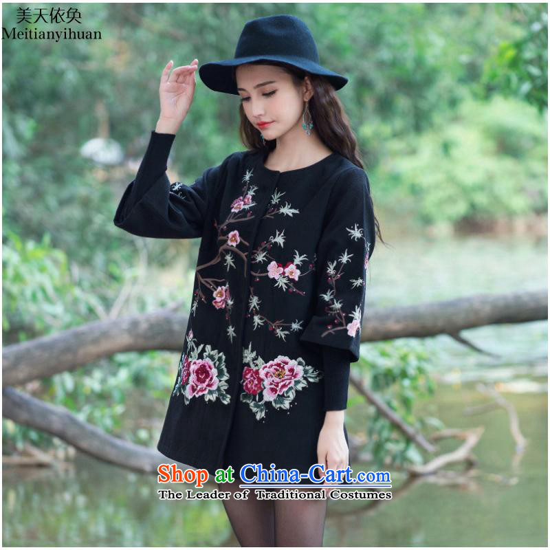 Gross? 2015 autumn and winter coats new ethnic embroidery in long-sleeved jacket women in Sau San FZ559 5XL, black American days in accordance with the property (meitianyihuan) , , , shopping on the Internet