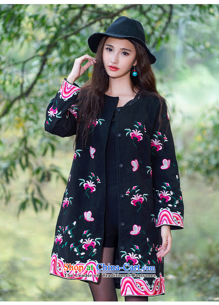 2015 Autumn and winter new ethnic gross? No collar workers in embroidery classic long coats FZ559 female black 5XL picture, prices, brand platters! The elections are supplied in the national character of distribution, so action, buy now enjoy more preferential! As soon as possible.