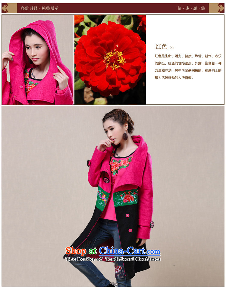 The autumn and winter 2015 new ethnic color embroidered stitching knocked wool coat jacket Women? 