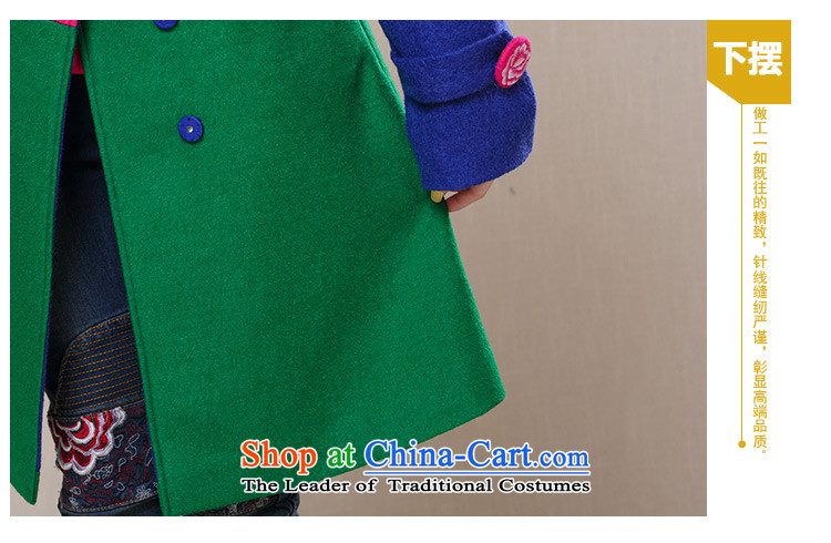 The autumn and winter 2015 new ethnic color embroidered stitching knocked wool coat jacket Women? 