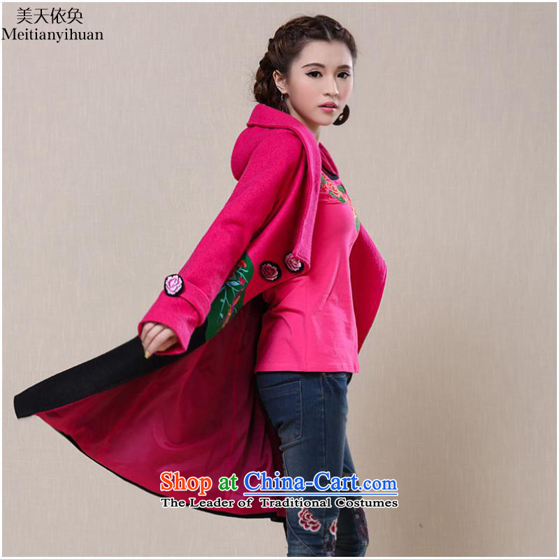 The autumn and winter 2015 new ethnic color embroidered stitching knocked wool coat jacket Women?   FZ559 blue , L, the United States and in accordance with the property (meitianyihuan days) , , , shopping on the Internet