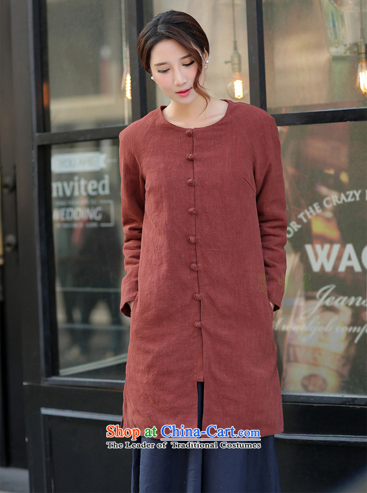 In Wisconsin, Retro Jie arts ethnic cotton linen round-neck collar in loose long thick cotton Linen Dress Shirt thoroughly Chinese Disc clip cotton coat rusty red jacket L picture, prices, brand platters! The elections are supplied in the national character of distribution, so action, buy now enjoy more preferential! As soon as possible.