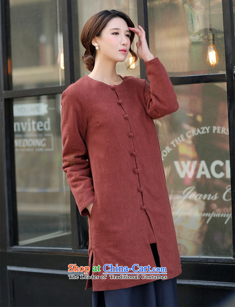 In Wisconsin, Retro Jie arts ethnic cotton linen round-neck collar in loose long thick cotton Linen Dress Shirt thoroughly Chinese Disc clip cotton coat rusty red jacket L picture, prices, brand platters! The elections are supplied in the national character of distribution, so action, buy now enjoy more preferential! As soon as possible.