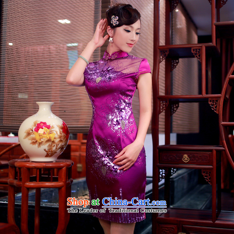 After a new spring and autumn wind 2015 improved qipao lace purple stylish Phoenix dinner dress 0138 4345 S, after a wind leaves Purple Shopping on the Internet has been pressed.