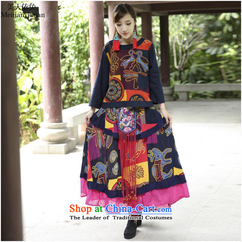 2015 Autumn and winter new women's national wind stamp multi-tier put large body skirt pictures are code FZ559, in accordance with the property (meitianyihuan days) , , , shopping on the Internet