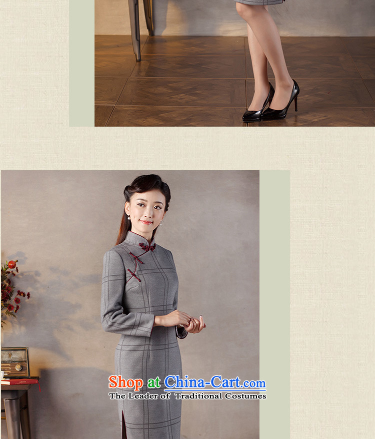 A Pinwheel Without Wind wood Kou in Yat Long Seven-sleeved gross qipao? The New 2015 autumn and winter stylish qipao gray skirt Sau San M picture, prices, brand platters! The elections are supplied in the national character of distribution, so action, buy now enjoy more preferential! As soon as possible.
