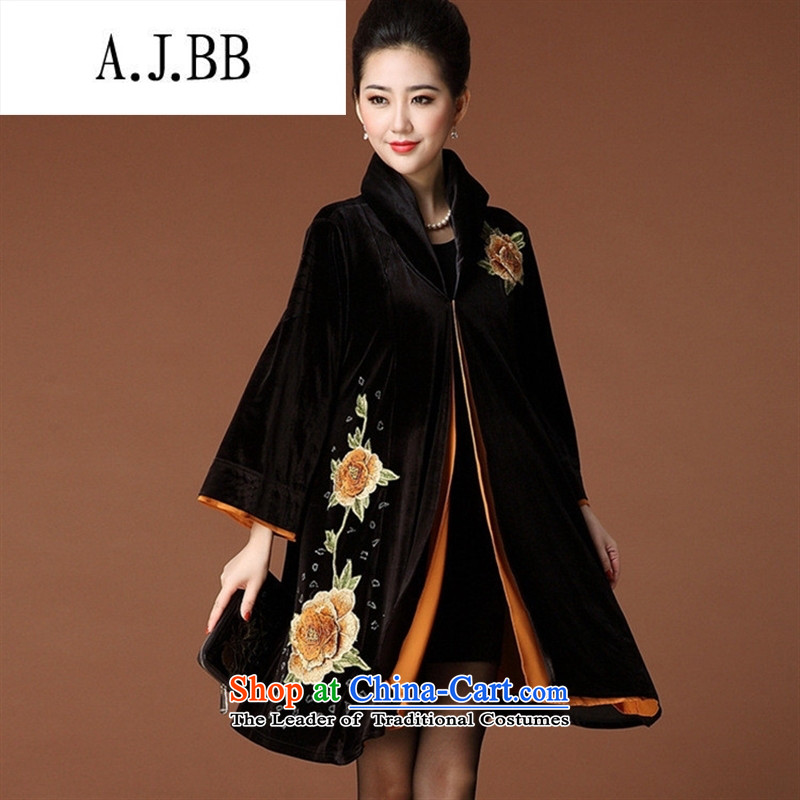Memnarch 琊 Connie shop autumn and winter new elderly mother in long to Increase brown jacket scouring pads Kim?XL