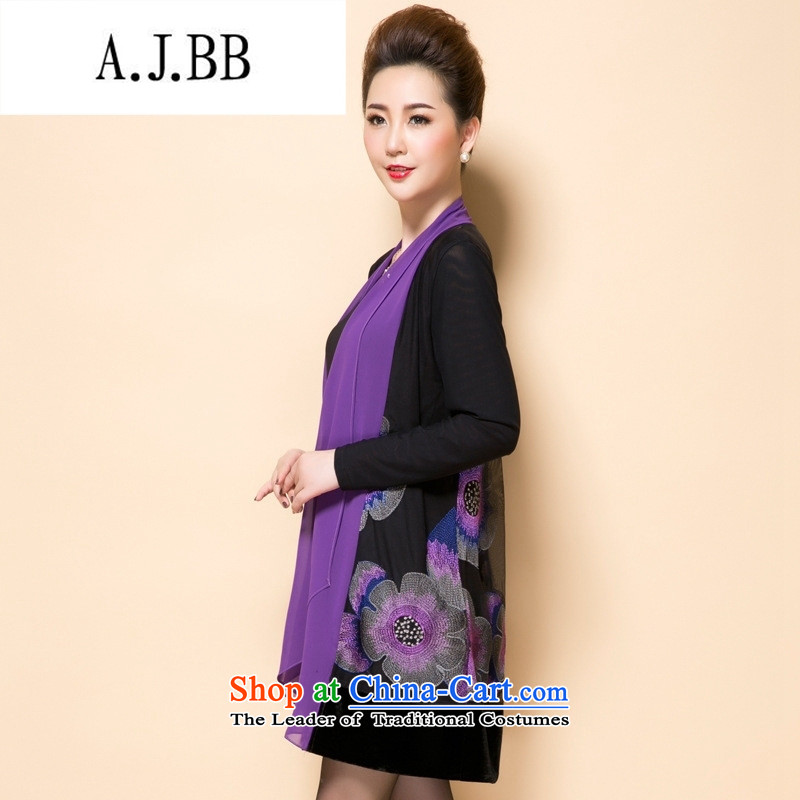 Memnarch 琊 Connie shop autumn and winter new retro shawl embroidered large load mother Sau San embroidered dress code L,A.J.BB,,, Violet Grand shopping on the Internet