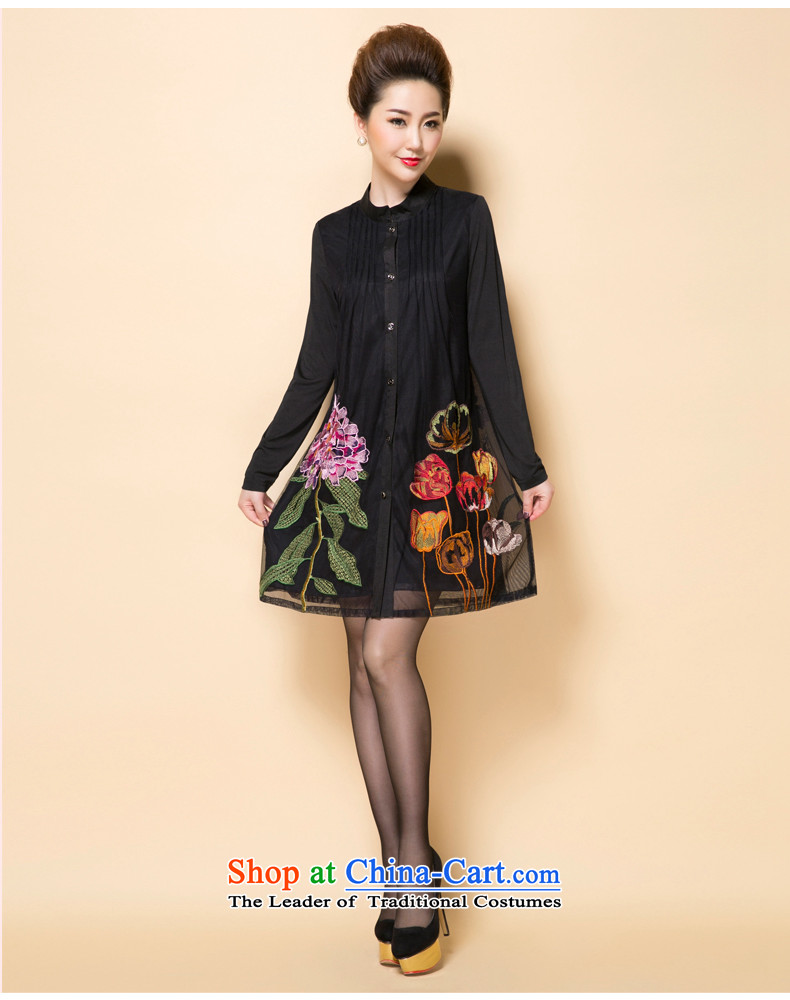 Memnarch 琊 Connie shop for the autumn and winter large stylish women aged mother with embroidery collar Sau San embroidered dress code XXXL black large pictures, prices, brand platters! The elections are supplied in the national character of distribution, so action, buy now enjoy more preferential! As soon as possible.