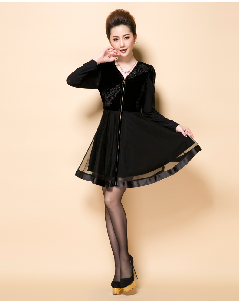 Memnarch 琊 Connie shop autumn and winter new stylish large number of elderly mother with embroidery lace wedding stitching ironing drill dresses large black L photo, prices, brand platters! The elections are supplied in the national character of distribution, so action, buy now enjoy more preferential! As soon as possible.