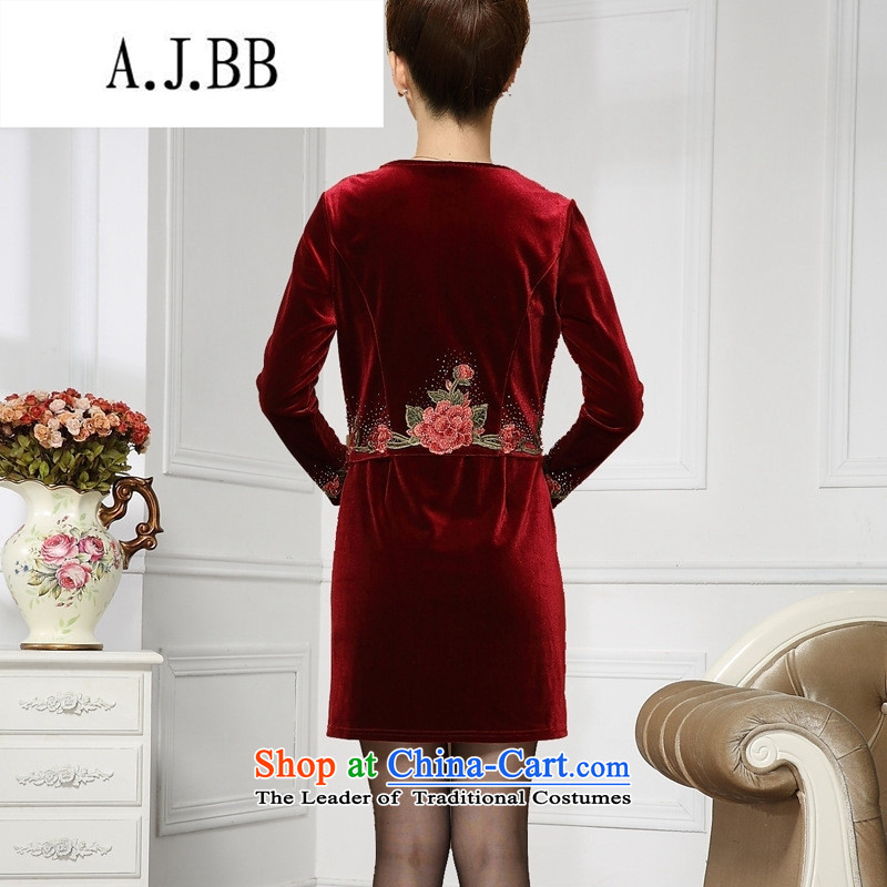 Connie shop autumn 琊 Memnarch load new marriage wedding wedding dress mother with two-piece Kim velvet older wine red XXXL,A.J.BB,,, shopping on the Internet