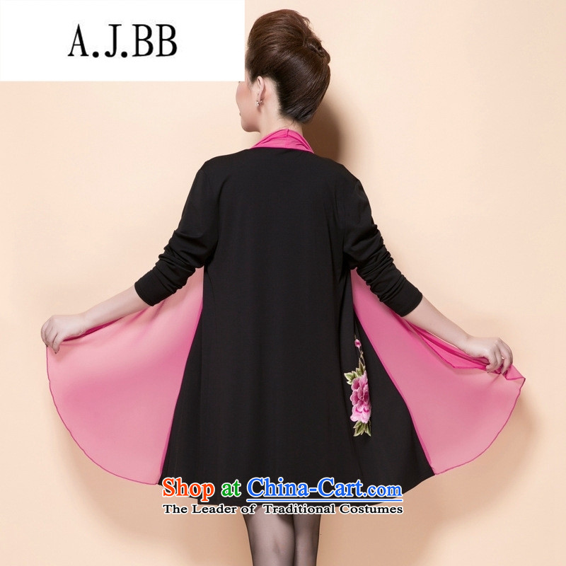 Memnarch 琊 Connie shop autumn and winter new color embroidered collar shawl knocked larger mother replacing embroidery cardigan long Yi (addition, forming the basis of the Netherlands as large L,A.J.BB,,, Purple Shopping on the Internet