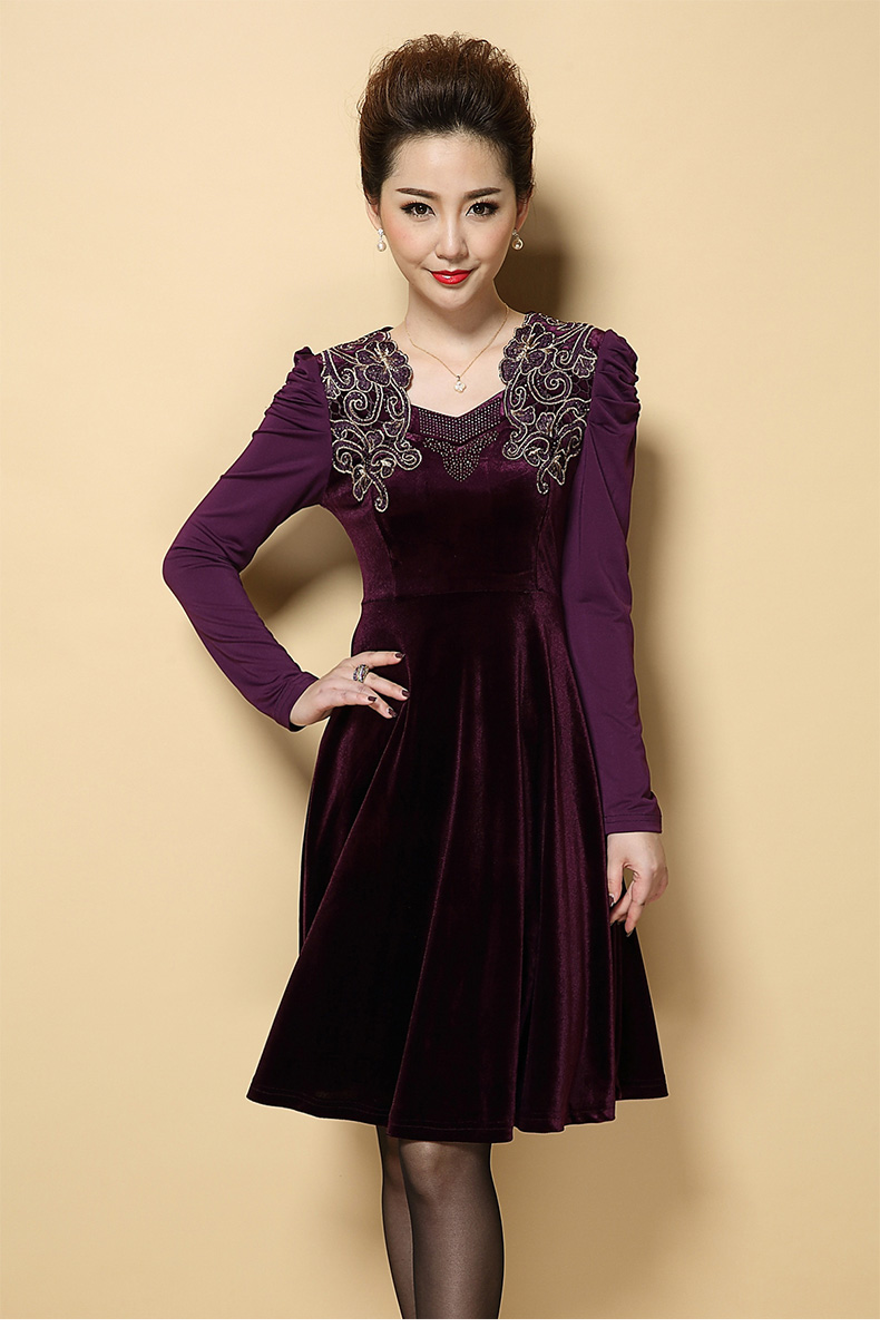 Memnarch 琊 Connie Shop Women fall in the number of older new boxed mother load larger women's gold velour Sau San video thin dresses purple 4XL Photo, prices, brand platters! The elections are supplied in the national character of distribution, so action, buy now enjoy more preferential! As soon as possible.