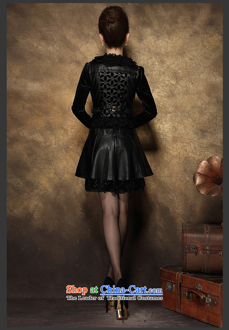 Memnarch 琊 Connie shop autumn and winter new large long-sleeved blouses and PU skirt vest skirt kit two kits dresses brown XL Photo, prices, brand platters! The elections are supplied in the national character of distribution, so action, buy now enjoy more preferential! As soon as possible.