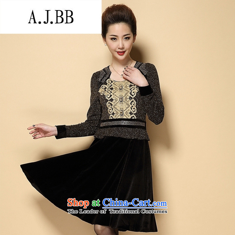 Connie shop autumn 琊 Memnarch load new larger female thick mm thin temperament in Sau San graphics load mother older dresses long picture color large code XXL,A.J.BB,,, shopping on the Internet