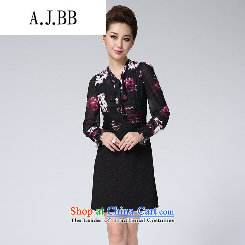 Connie shop in spring and autumn 琊 Memnarch load new spring loaded moms long-sleeved stamp dresses gauze graphics package and a long-sleeved thin 2XL,A.J.BB,,, purple flowers online shopping