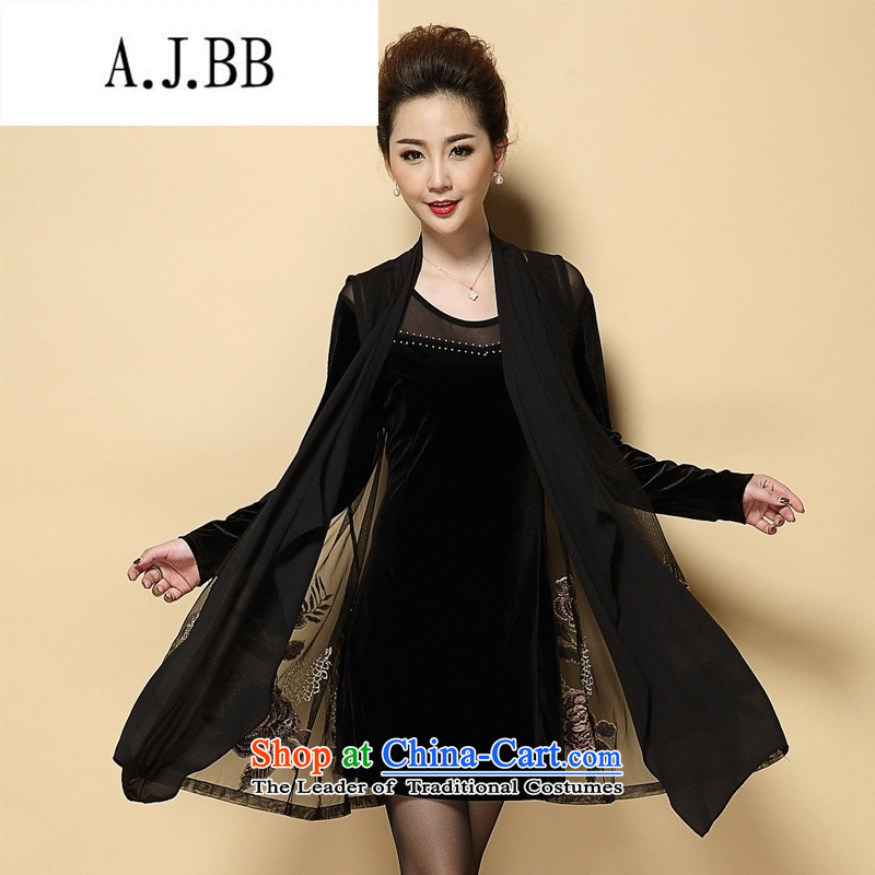 Connie shop autumn 琊 Memnarch replacing older women's large retro loose embroidery cardigan intensify mother with two-piece dress code XXL,A.J.BB,,, black large shopping on the Internet