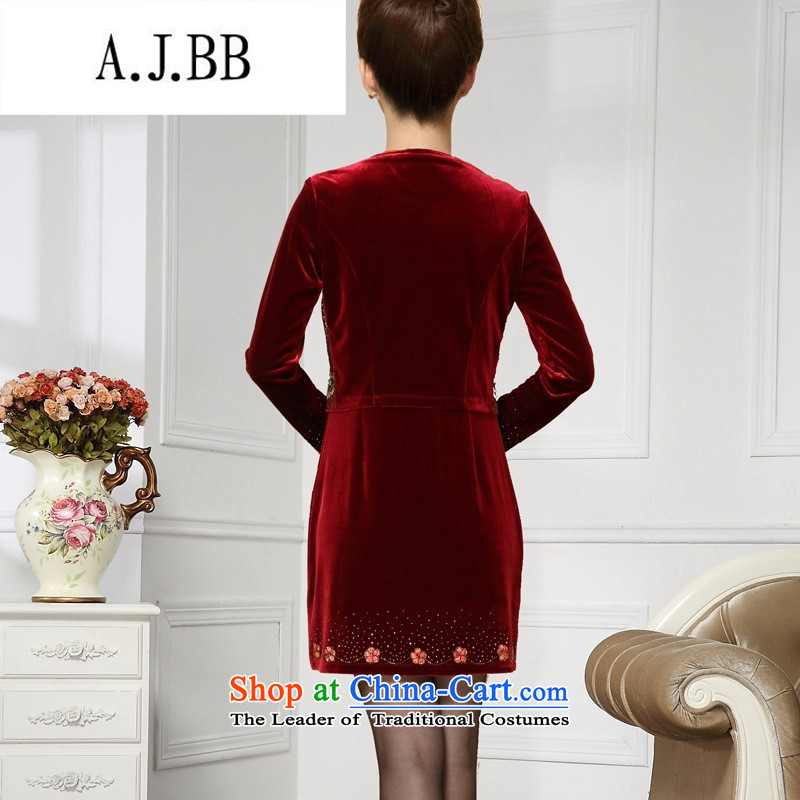 Memnarch 琊 Connie shop # autumn new wedding wedding her mother-in-law in both the mother wedding dresses, older velvet wine red XL,A.J.BB,,, shopping on the Internet