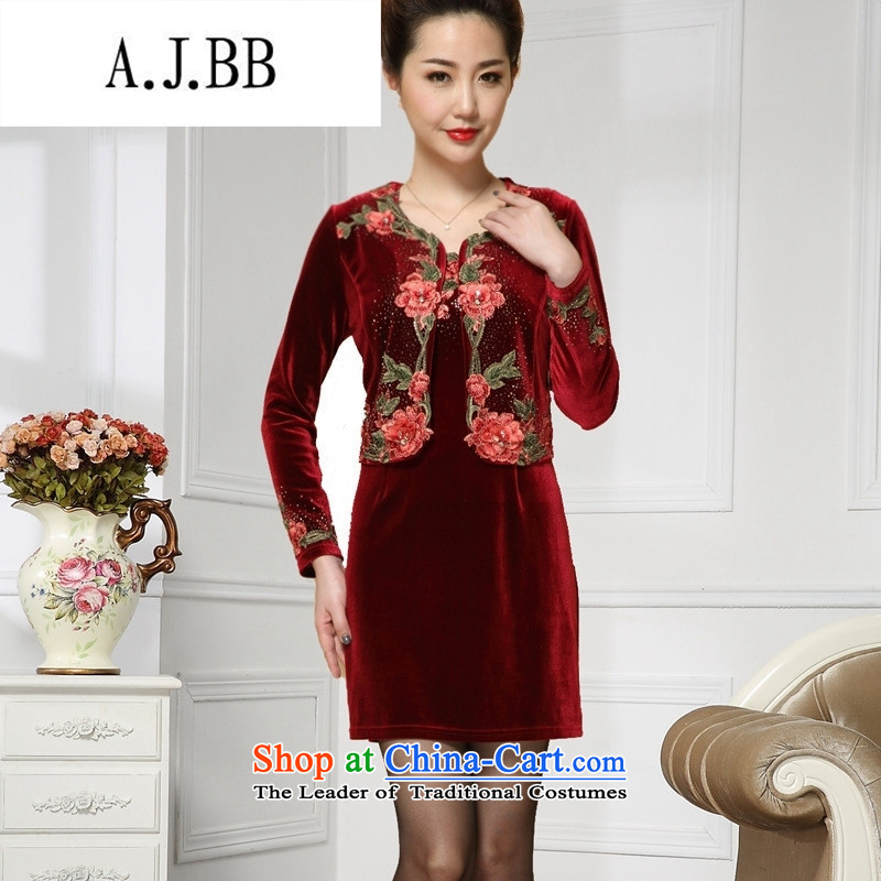 Connie shop autumn 琊 Memnarch load new marriage wedding wedding dress mother with two-piece Kim velvet older blue XL,A.J.BB,,, shopping on the Internet