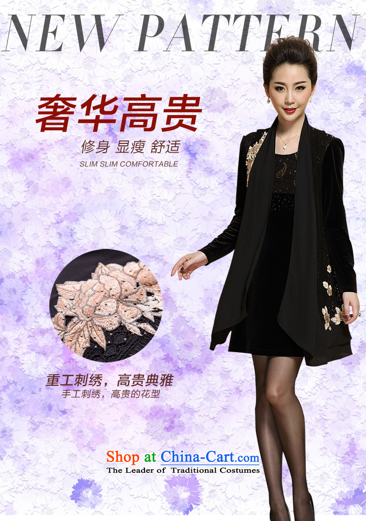 Connie shop autumn 琊 Memnarch New) Older larger dresses video thin two kits embroidered dress code XL Photo Black Large, prices, brand platters! The elections are supplied in the national character of distribution, so action, buy now enjoy more preferential! As soon as possible.