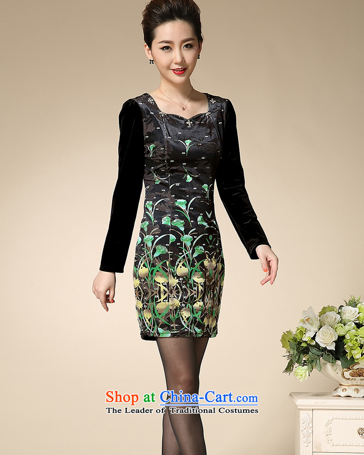Connie shop autumn 琊 Memnarch middle-aged moms who are large long-sleeved gray velour Kim women in stamp long skirt green XL Photo, prices, brand platters! The elections are supplied in the national character of distribution, so action, buy now enjoy more preferential! As soon as possible.