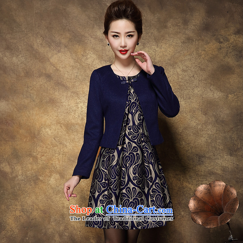 Memnarch 琊 Connie Shop large female middle-aged female Mother New) Autumn two kits wool dresses? possession of blue , prices, picture 3XL brand platters! The elections are supplied in the national character of distribution, so action, buy now enjoy more preferential! As soon as possible.