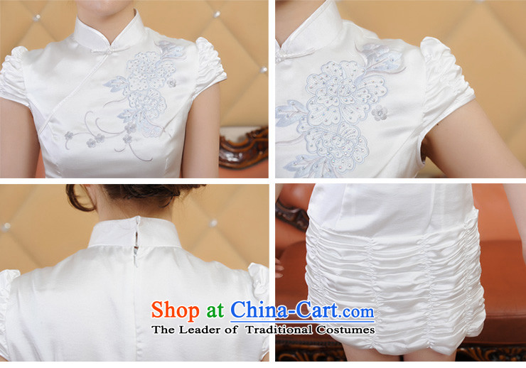 Mr Vidy poem Addis Ababa new women's high diamond embroidered retro short-sleeved lanterns skirt dresses qipao Q05998 short-sleeved white M picture, prices, brand platters! The elections are supplied in the national character of distribution, so action, buy now enjoy more preferential! As soon as possible.