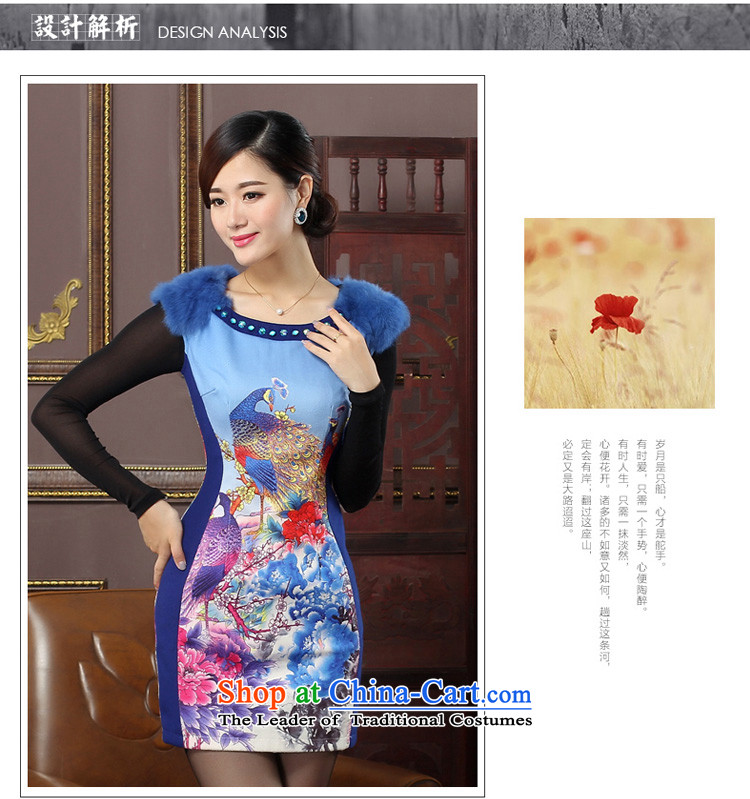 In the winter of 2015 Oriental aristocratic new women's daily improved gross qipao rotator cuff peacock figure cheongsam dress 434423 Blue XL Photo, prices, brand platters! The elections are supplied in the national character of distribution, so action, buy now enjoy more preferential! As soon as possible.