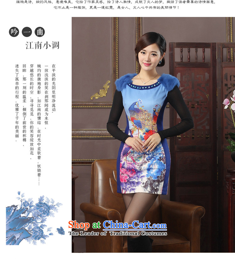 In the winter of 2015 Oriental aristocratic new women's daily improved gross qipao rotator cuff peacock figure cheongsam dress 434423 Blue XL Photo, prices, brand platters! The elections are supplied in the national character of distribution, so action, buy now enjoy more preferential! As soon as possible.